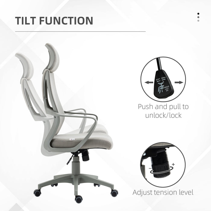 Ergonomic High-Back Mesh Home Office Chair with Wheels - Adjustable Height and Comfortable Lumbar Support - Ideal for Work from Home Professionals and Students