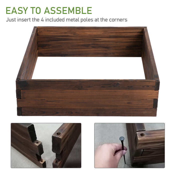 Wooden Raised Garden Bed Planter - 80x80x22.5cm Outdoor Grow Containers for Flowers & Vegetables - Ideal for Patio Spaces