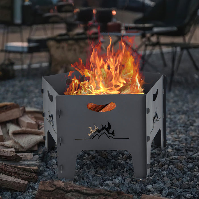 Portable Fire Collapsible Portable Fire Pit for Outdoor Camping and BBQs - Includes ...
