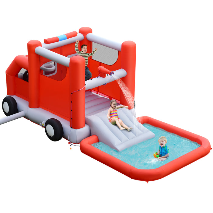 Inflatable Firefighting Adventure Park - Water Slide and Splash Fun Features - Perfect Solution for Kids Outdoor Play in Summer