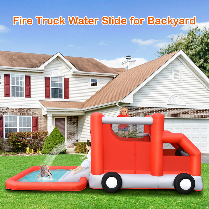 Inflatable Firefighting Adventure Park - Water Slide and Splash Fun Features - Perfect Solution for Kids Outdoor Play in Summer