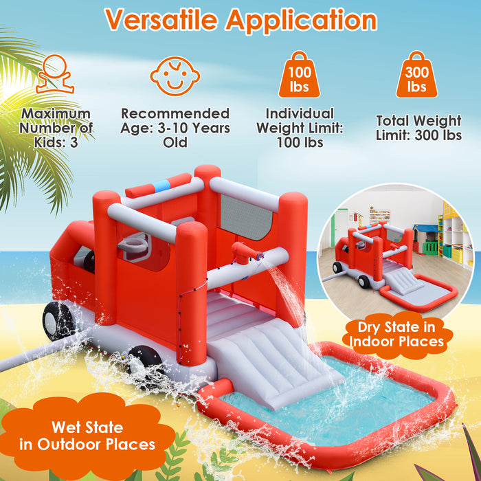 Inflatable Firefighting Adventure Park - Water Slide and Splash Fun Features - Perfect Solution for Kids Outdoor Play in Summer