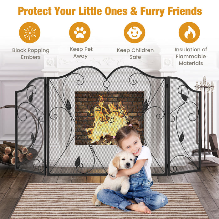 Fireplace Screen - 3 Panel with Flexible Hinges for Indoor Use - Perfect for the Living Room or Bedroom
