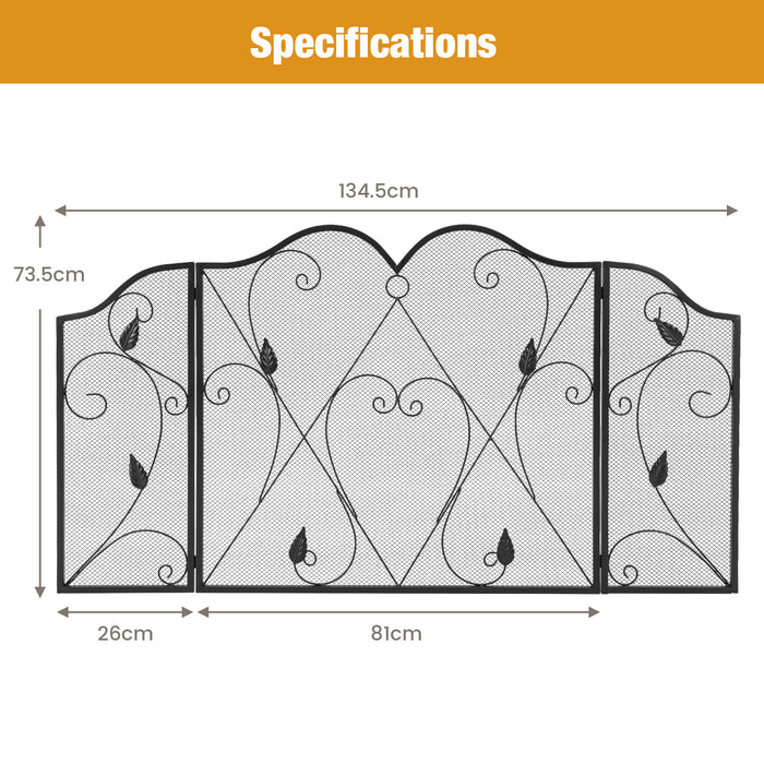 Fireplace Screen - 3 Panel with Flexible Hinges for Indoor Use - Perfect for the Living Room or Bedroom
