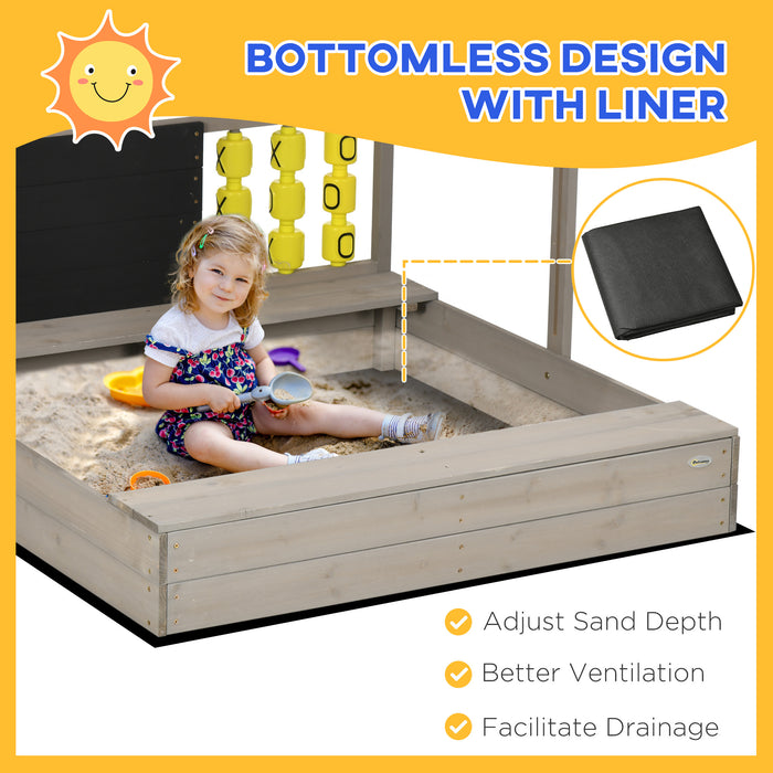 Kids Wooden Sandbox with Canopy and Seating - Perfect for Outdoor Garden Play Areas - Sun-Protected Sand Pit for Children
