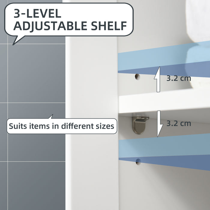 Bathroom Storage Organizer - White Double Door Cabinet with Drawer and Adjustable Shelf - Space-Saving Solution for Living Room and Bathroom Essentials