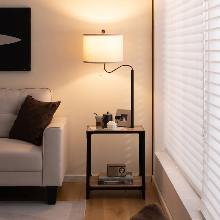 End Table Floor Lamp with USB Charging - Adjustable Rotatable Arm Feature - Ideal for Reading, Workspace Setup and Charging Devices