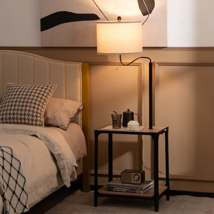 End Table Floor Lamp with USB Charging - Adjustable Rotatable Arm Feature - Ideal for Reading, Workspace Setup and Charging Devices