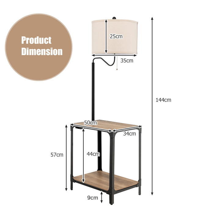 End Table Floor Lamp with USB Charging - Adjustable Rotatable Arm Feature - Ideal for Reading, Workspace Setup and Charging Devices