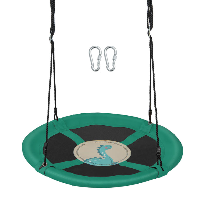 Round Saucer Tree Swing - 100cm Diameter, Adjustable Ropes, Green Color - Perfect Playground Accessory for Children