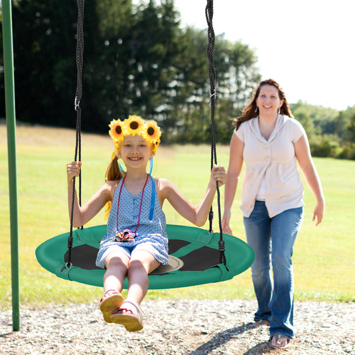Round Saucer Tree Swing - 100cm Diameter, Adjustable Ropes, Green Color - Perfect Playground Accessory for Children
