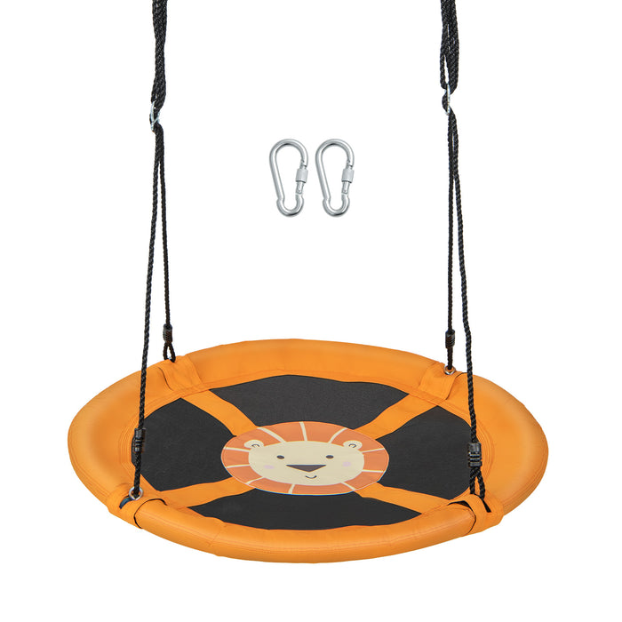 Round Saucer Tree Swing - 100cm Diameter, Adjustable Ropes, Green Color - Perfect Playground Accessory for Children
