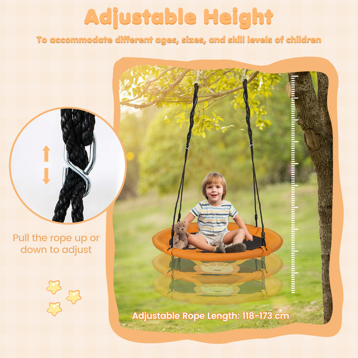 Round Saucer Tree Swing - 100cm Diameter, Adjustable Ropes, Green Color - Perfect Playground Accessory for Children