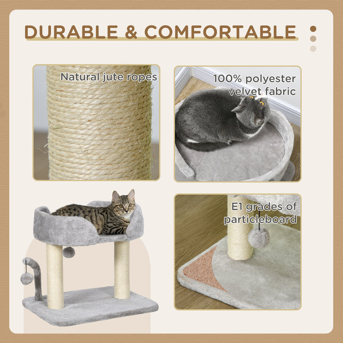 Indoor Cat Activity Center - 42cm Tall with Toy Balls and Sisal Scratching Post - Ideal for Playful Kittens and Cats