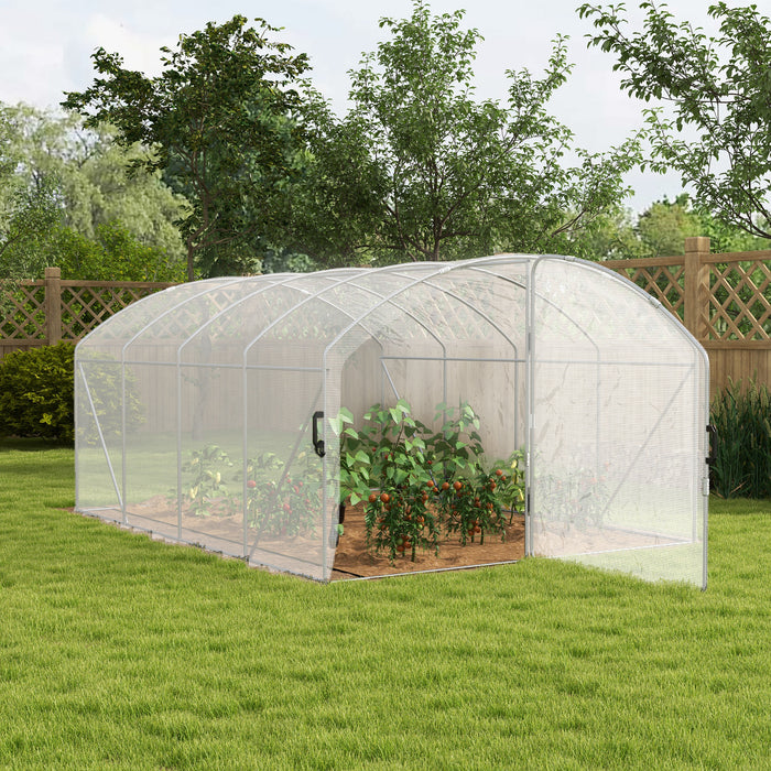 UV-Resistant PE Covered Polytunnel Greenhouse - Walk-In Grow House with Galvanized Steel Frame, 4x3x2m - Ideal for Gardeners and Sustainable Plant Growing