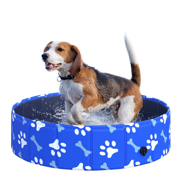 Foldable Pet Swimming Pool - Durable Dog & Cat Bathing Tub with Slip-Resistant Bottom, 80cm Diameter - Ideal for Puppy Bath, Indoor & Outdoor Use