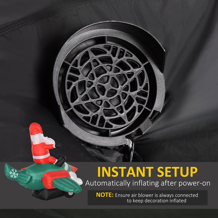 Inflatable Santa Claus in Airplane with LED Lights - 1.6m Tall Blow Up Holiday Decor for Yard & Garden - Festive Outdoor Display for Christmas Party