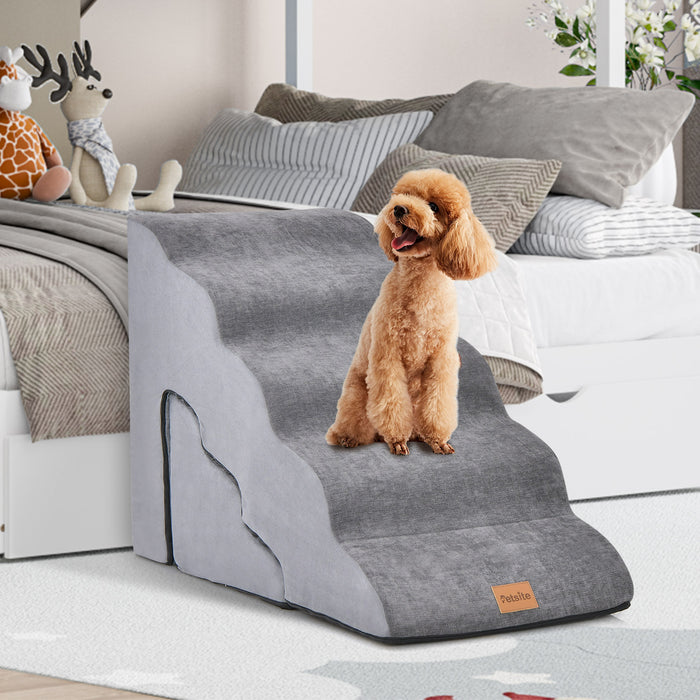 Pet Essentials - Foam Stairs Set with 5-Tier and 3-Tier Dog Ramps in Stylish Grey - Ideal Accessibility Solution for Elderly or Injured Pets