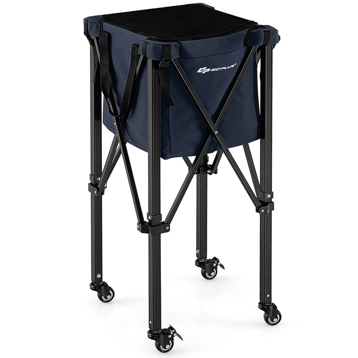Aluminum Tennis Ball Cart - Foldable Hopper Basket with Wheels - Ideal for Tennis Coaches and Players