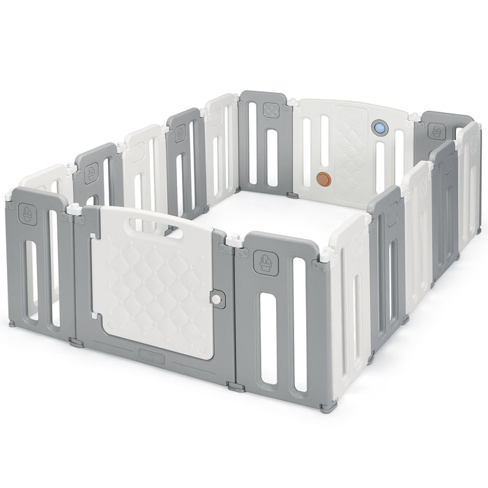 Foldable Baby Playpen - Indoor and Outdoor Compatible with Drawing Board, Grey - Ideal for Engaging Infant Play Time