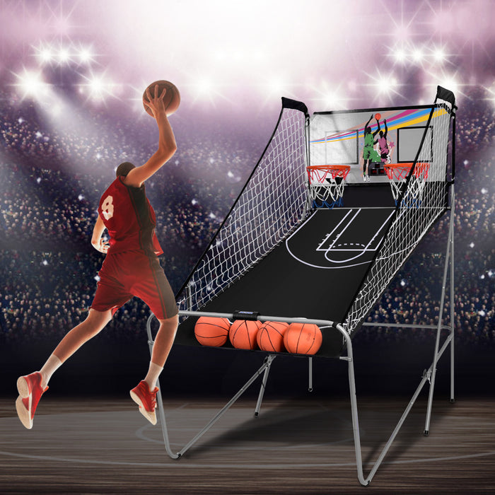 Foldable Basketball Arcade Game Model 2 - Double Player Indoor Shooting Game in Grey - Ideal for Recreation and Competitive Play at Home