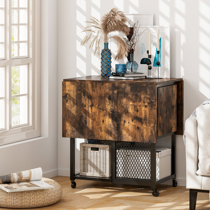 Foldable 3-Piece Dining Table Set with Lockable Wheels - Compact Dinner Furniture for Small Spaces - Ideal for Apartment Living and Space Constraint Rooms