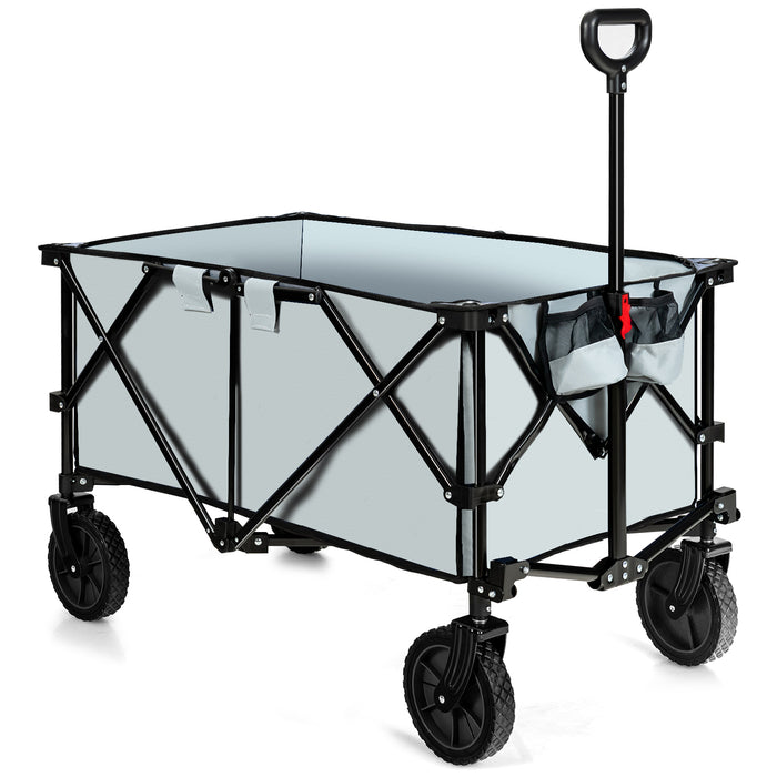 212L Collapsible Folding Wagon Cart - Portable and Space-Saving Utility Trolley - Perfect for Outdoor Activities and Storage Solution