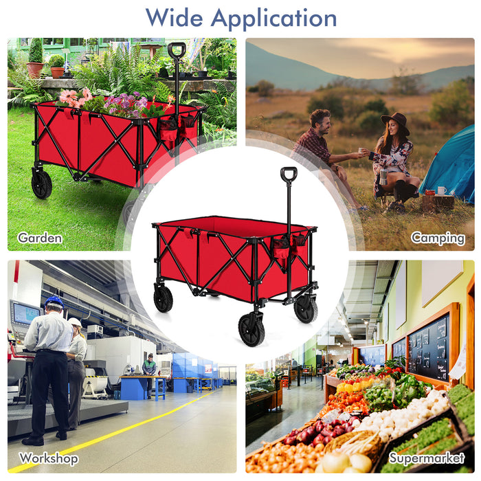 212L Collapsible Folding Wagon Cart - Portable and Space-Saving Utility Trolley - Perfect for Outdoor Activities and Storage Solution