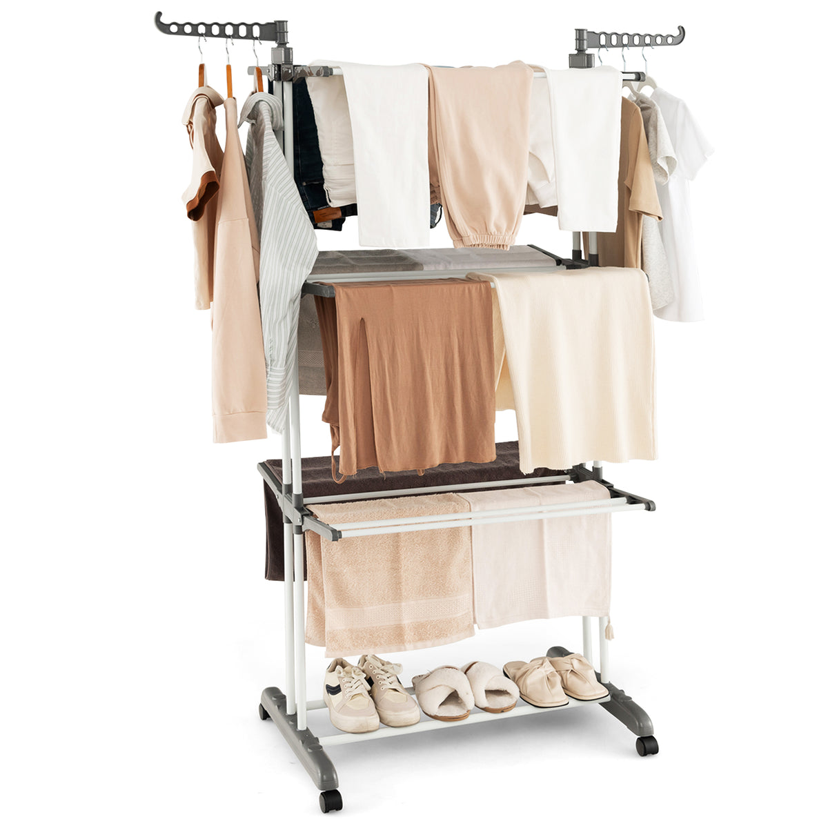 Grey 4-Tier Laundry Drying Rack - Compact Design for Small Spaces ...