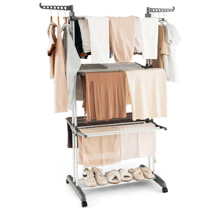 Grey 4-Tier Clothes Drying Rack - Efficient Space-Saving Design - Ideal for Small Spaces and Laundry Rooms