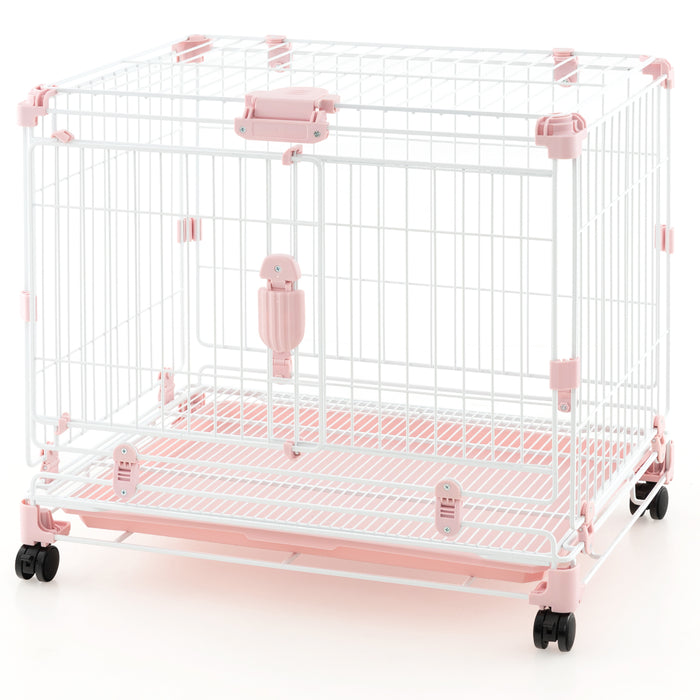 Pawsafe Deluxe - Folding Dog Kennel with Double Lockable Door and Mobile Wheels - Perfect Solution for Secure Pet Containment and Transporting Needs