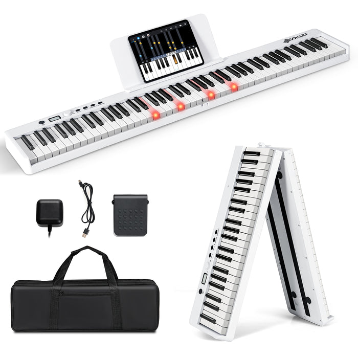 88-Key Folding Electric Piano - Full-Size, Lighted Keyboard in Black - Perfect for Budding Musicians or On-The-Go Performances