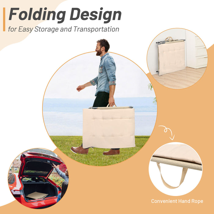 Adjustable Beige Sun Lounger - Features Soft Mattress and Removable Pillow, Ultimate Comfort - Ideal for Patio Relaxation and Sunbathing