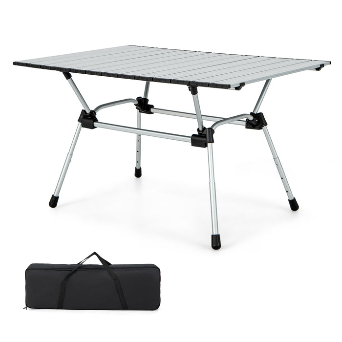 Heavy-Duty Aluminum Brand - Folding Outdoor Camping and Picnic Table in Black - Ideal for Travel and Outdoor Enthusiasts