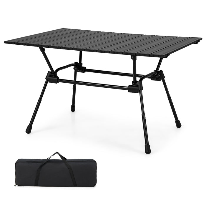 Heavy-Duty Aluminum Brand - Folding Outdoor Camping and Picnic Table in Black - Ideal for Travel and Outdoor Enthusiasts