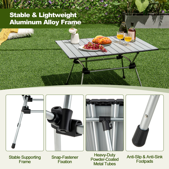 Heavy-Duty Aluminum Brand - Folding Outdoor Camping and Picnic Table in Black - Ideal for Travel and Outdoor Enthusiasts