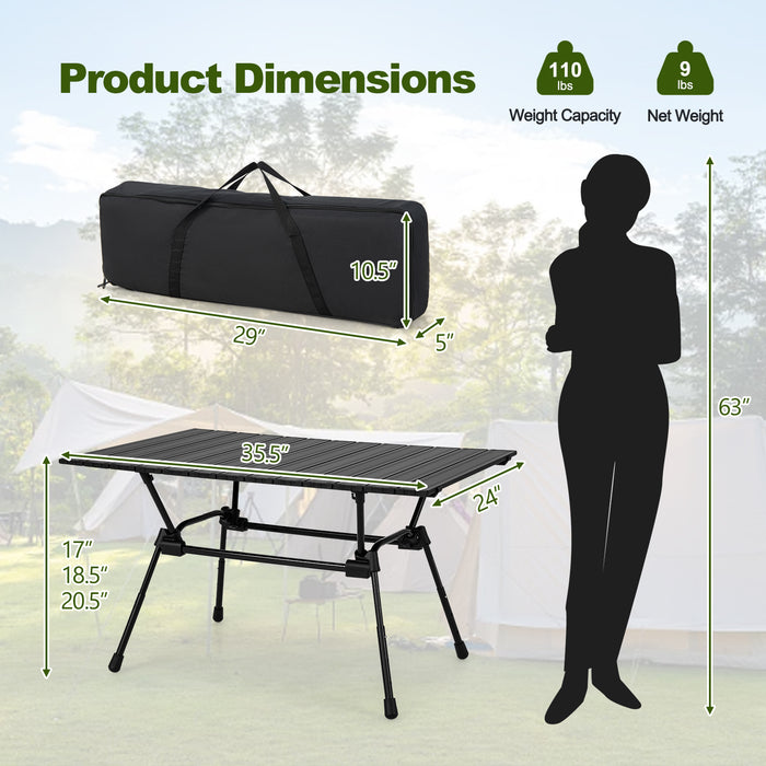 Heavy-Duty Aluminum Brand - Folding Outdoor Camping and Picnic Table in Black - Ideal for Travel and Outdoor Enthusiasts