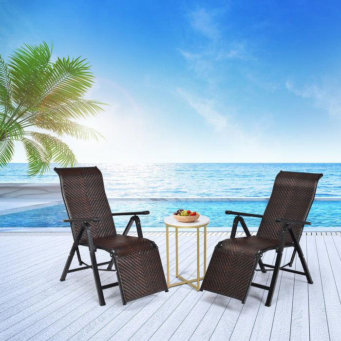 Portable Rattan Chair - Folding and Reclining Chaise Lounge features - Ideal for Relaxation and Outdoor Use
