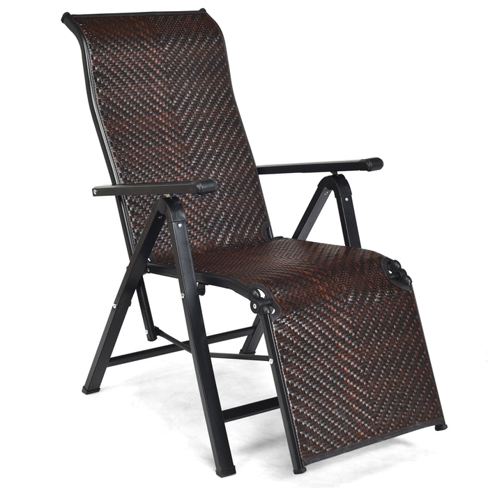 Portable Rattan Chair - Folding and Reclining Chaise Lounge features - Ideal for Relaxation and Outdoor Use
