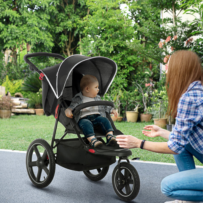 Lightweight Foldable Running Baby Stroller - Three-Wheeler with Adjustable Reclining Seat and Sun Canopy - Easy Maneuverability for Active Parents