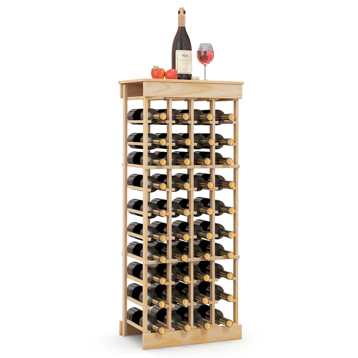 Freestanding 40-Bottle Wine Rack - Modern Storage Shelf with Tabletop Feature - Ideal for Wine Collectors and Enthusiasts