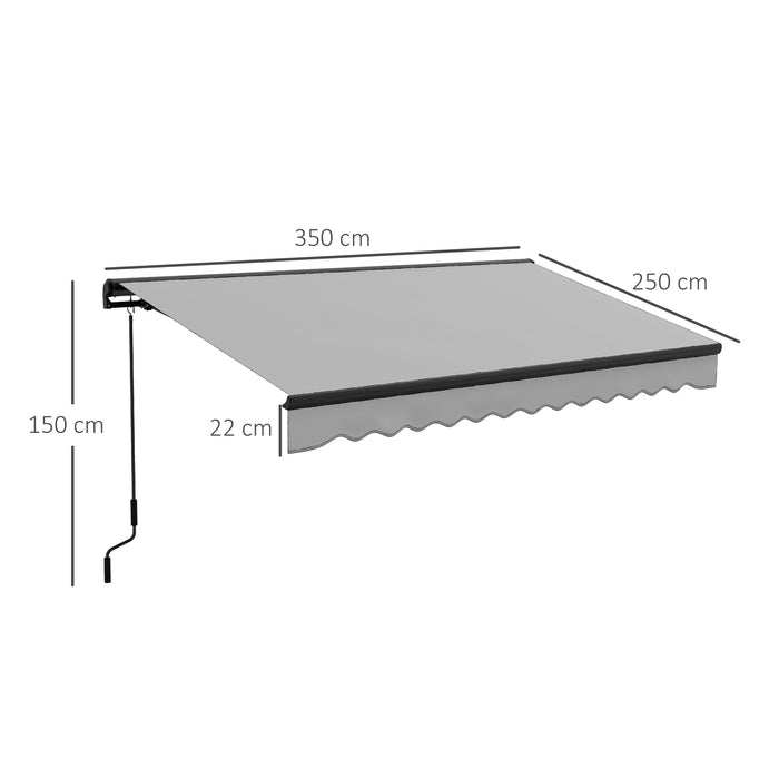 Aluminium Frame Electric Awning 3.5x2.5m - Retractable Sun Canopy for Patio and Window in Light Grey - Outdoor Shade Solution for Homeowners