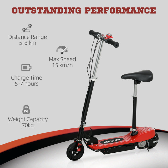 Folding Steel Electric Scooter with Warning Bell - Max Speed 15km/h in Eye-Catching Red - Ideal for Kids Aged 4 to 14