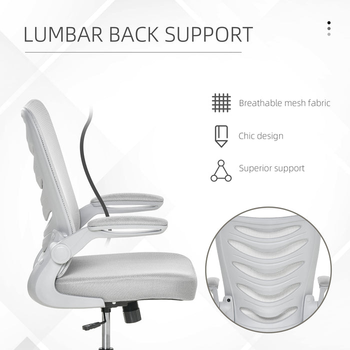 Ergonomic Swivel Mesh Chair with Lumbar Support - Flip-Up Arms and Adjustable Height Office Seating - Ideal for Home Desk Task and Comfort