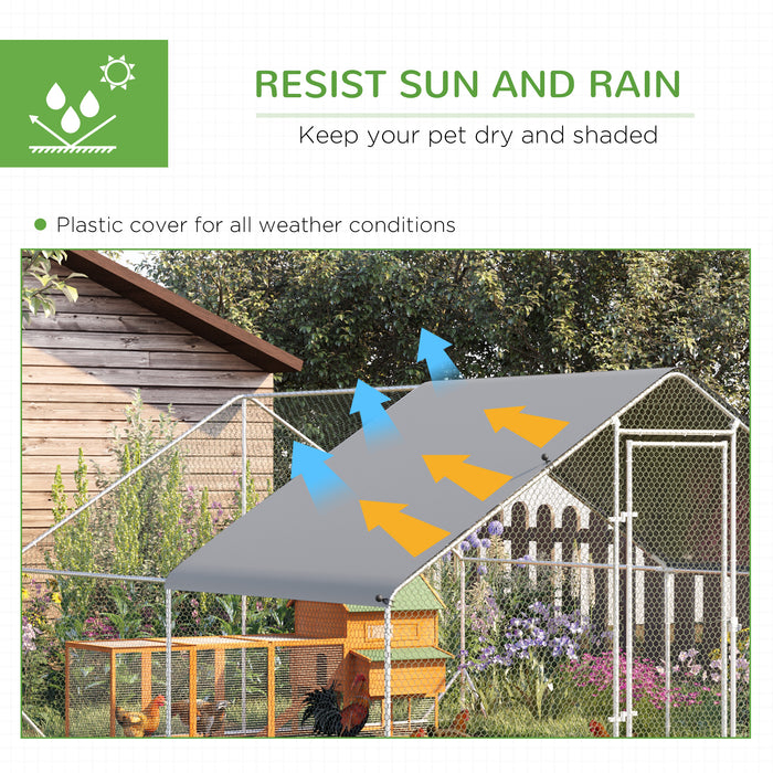 Walk-In Chicken Run with Activity Shelf - Sturdy 3x4x2m Enclosure with Weather-Resistant Cover - Ideal for Outdoor Chicken Play & Protection