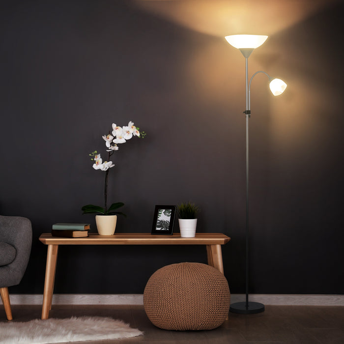 Modern Dual-Head Floor Lamp - Adjustable Reading Lights with Steel Base for Living Room, Bedroom, Office - Ideal for Illuminated Task Lighting at 179.5cm Height