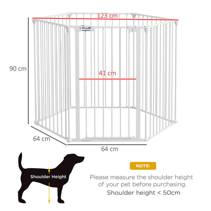 Foldable Metal Pet Playpen for Dogs and Rabbits - Indoor/Outdoor Dog Pen with Door, 90cm H x 123cm L x 102cm W, White - Secure Enclosure for Pets' Play and Exercise