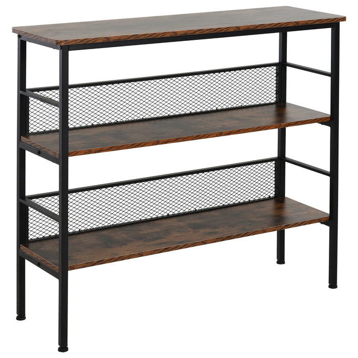 3-Tier Corner Shelf Unit - Adjustable Feet & Back Panels, Smooth Surface for Home Office - Stylish Storage Solution in Black Brown
