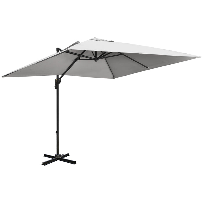 Cantilever Parasol Square Umbrella - 2.7m Overhanging Canopy with Crank, Tilt Function, 360° Rotatable Aluminium Frame - Ideal Sunshade for Garden, Patio, Backyard