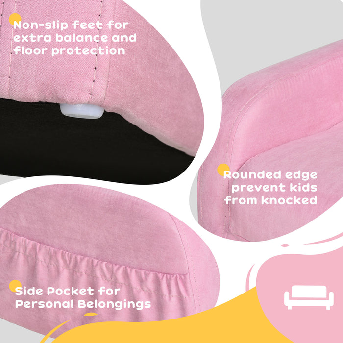 Kids 2-in-1 Armchair and Sofa Bed - Pink, Padded with Fold Out Design, Wood Frame - Perfect for Children's Bedroom or Playroom